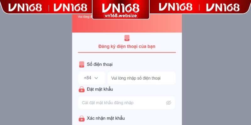 Các bước tạo tài khoản VN168