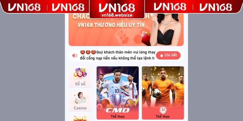 Thể thao trực tuyến hấp dẫn tại VN168